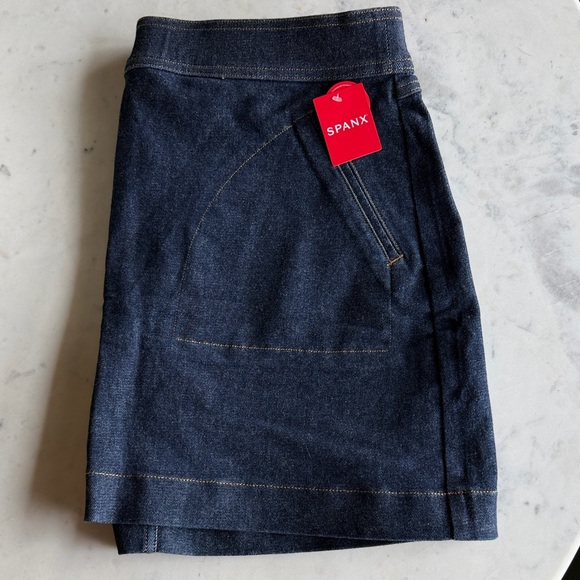 SPANX Dresses & Skirts - SPANX Raw Indigo Denim Mini Skirt